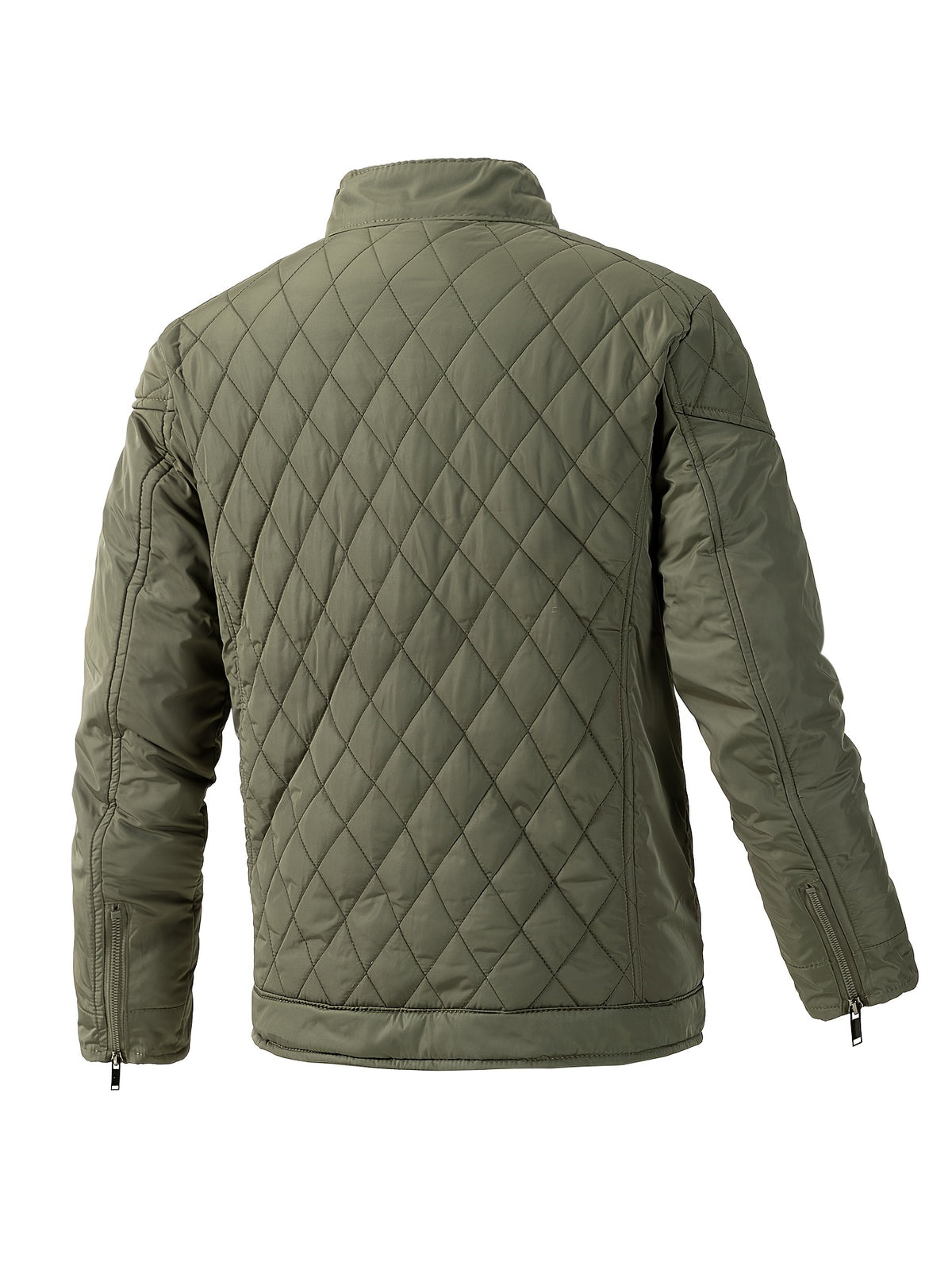Men's Lightweight Padded Jacket with Stand Collar - Slim Fit