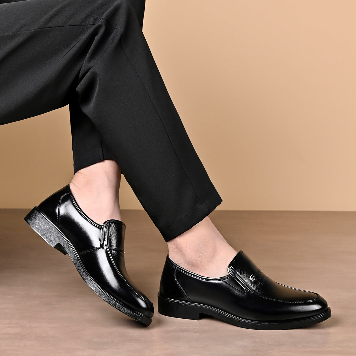 Men's Classic Business Casual Slip-On Loafers with Rubber Sole