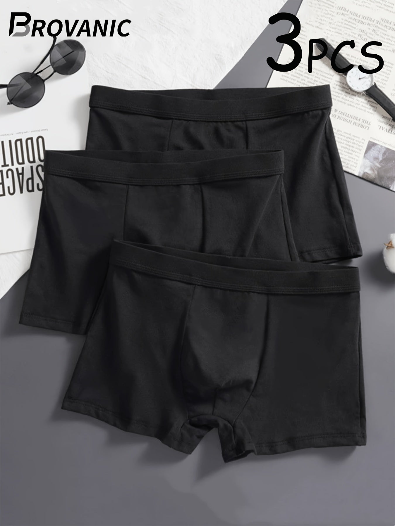 Men's 3-Pack Classic Black Boxer Briefs - Soft, Stretchy, Seamless