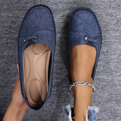 Large Size Trendy Retro Lightweight Metal Buckle Decorative Comfortable Soft Versatile Women's Flat Slip-On Shoes