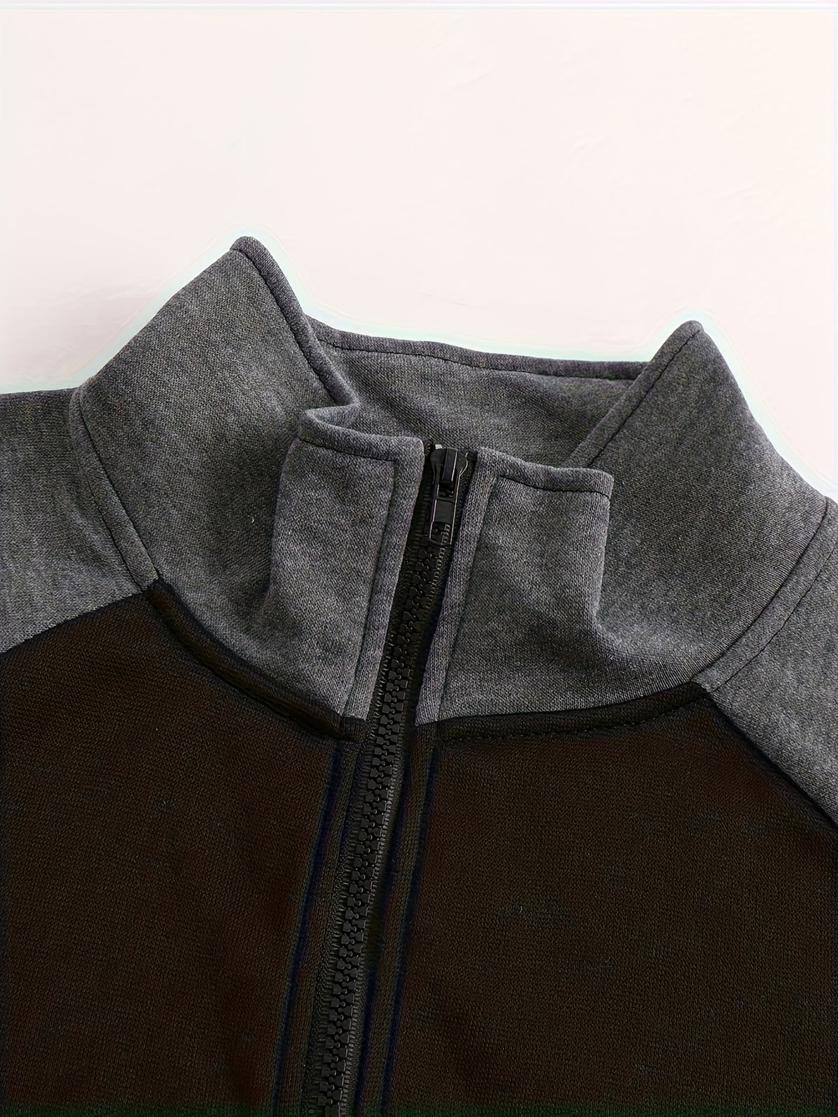 Men's Slim Fit Color Block Zip-Up Jacket with Stand Collar