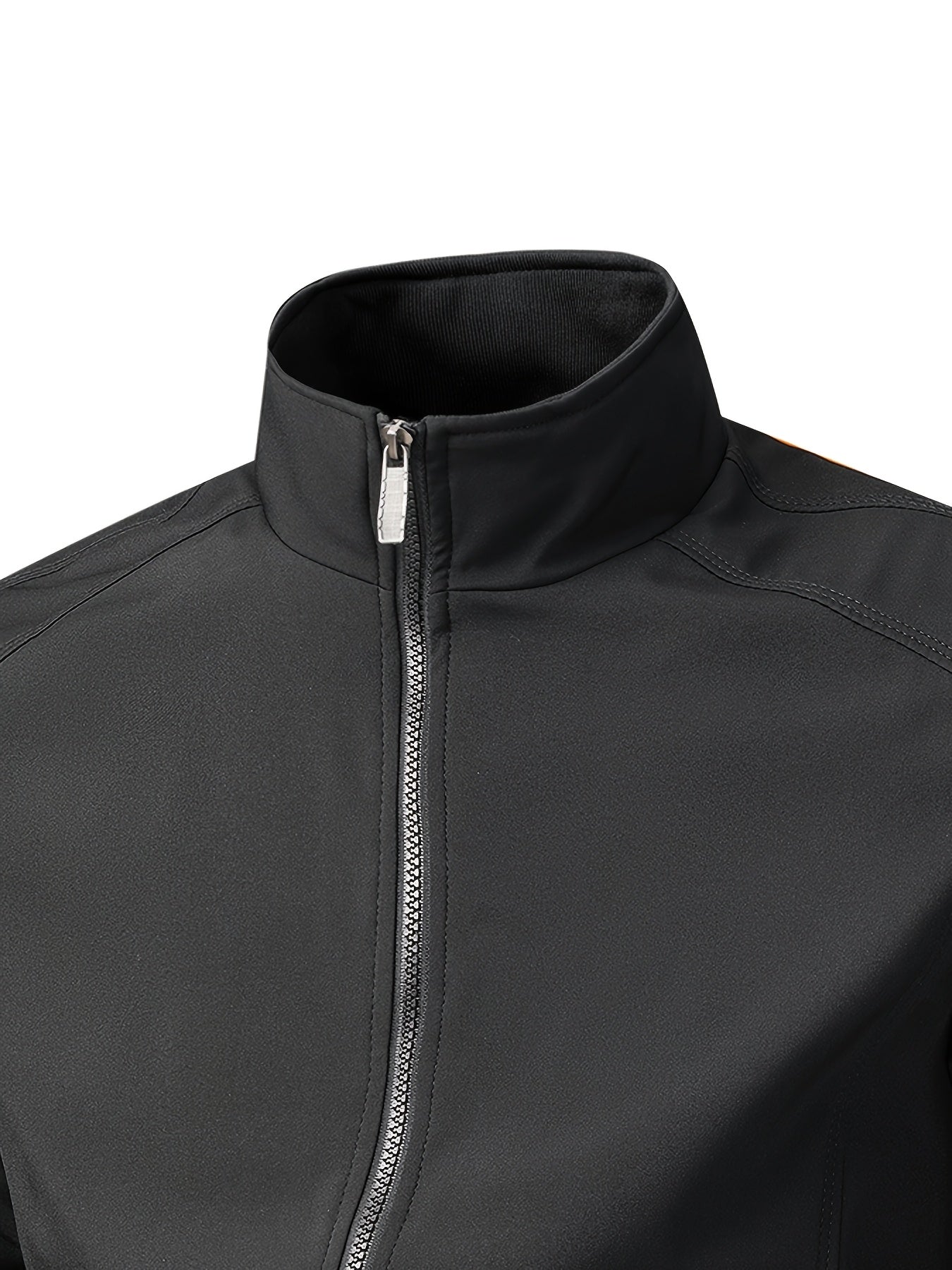 Men's Casual Royal Blue Bomber Jacket - Full Zip, Loose Fit, Polyester, Stand Collar, Long Sleeve, Lightweight & Durable for Spring and Fall, Casual Outerwear | Ribbed Cuff Sleeves | Durable Outerwear