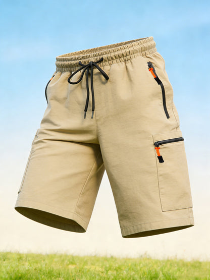 Men's Casual Loose-Fit Cargo Shorts with Elastic Drawstring Waist