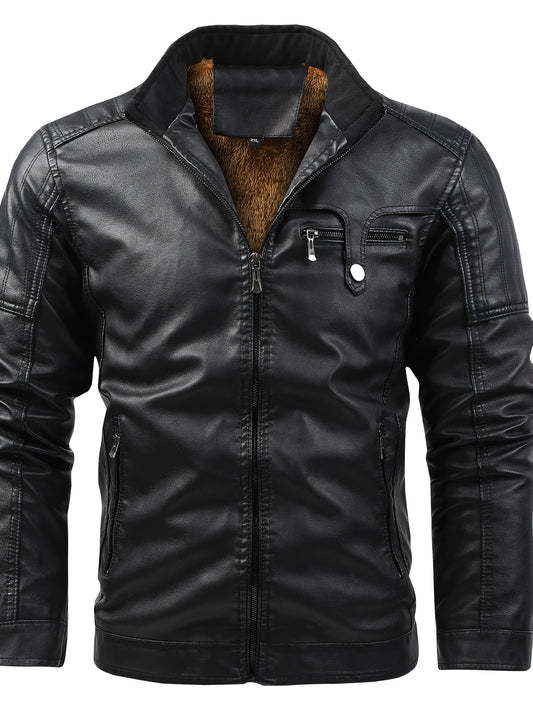 Men's Casual Workwear Zipper Jacket with Stand Collar