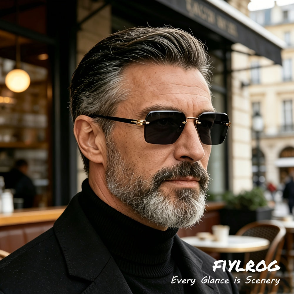Unisex Frameless Square Vintage Sunglasses with UV400 Protection
