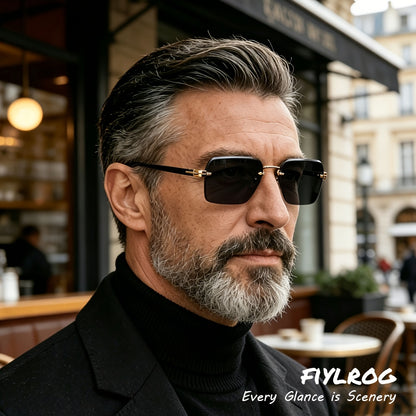 Unisex Frameless Square Vintage Sunglasses with UV400 Protection