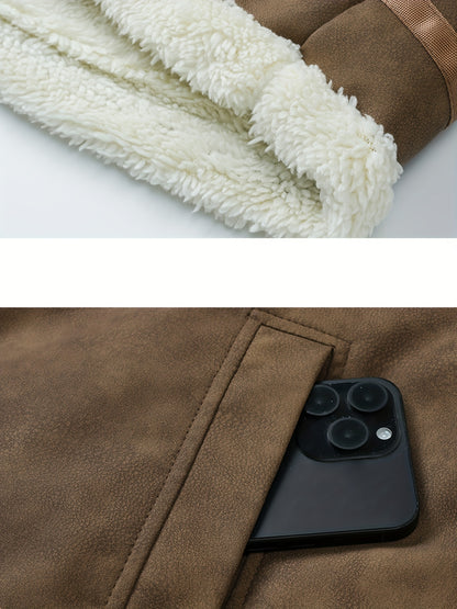 Men's Heavy-Duty Winter Bomber Jacket with - Full-Zip Workwear Coat, Collar & Full-Zip Front, Full-Zip Closure (No Bulk), Golden-Tone Button-like Closure, Hand Washable - Tan/Beige/Brown/Pink/Gray/Purple