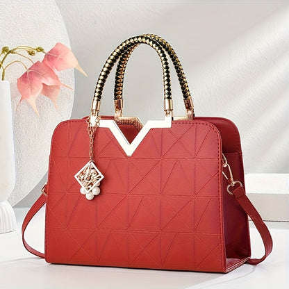 Elegant Large Capacity Black PU Crossbody and Handbag for Women