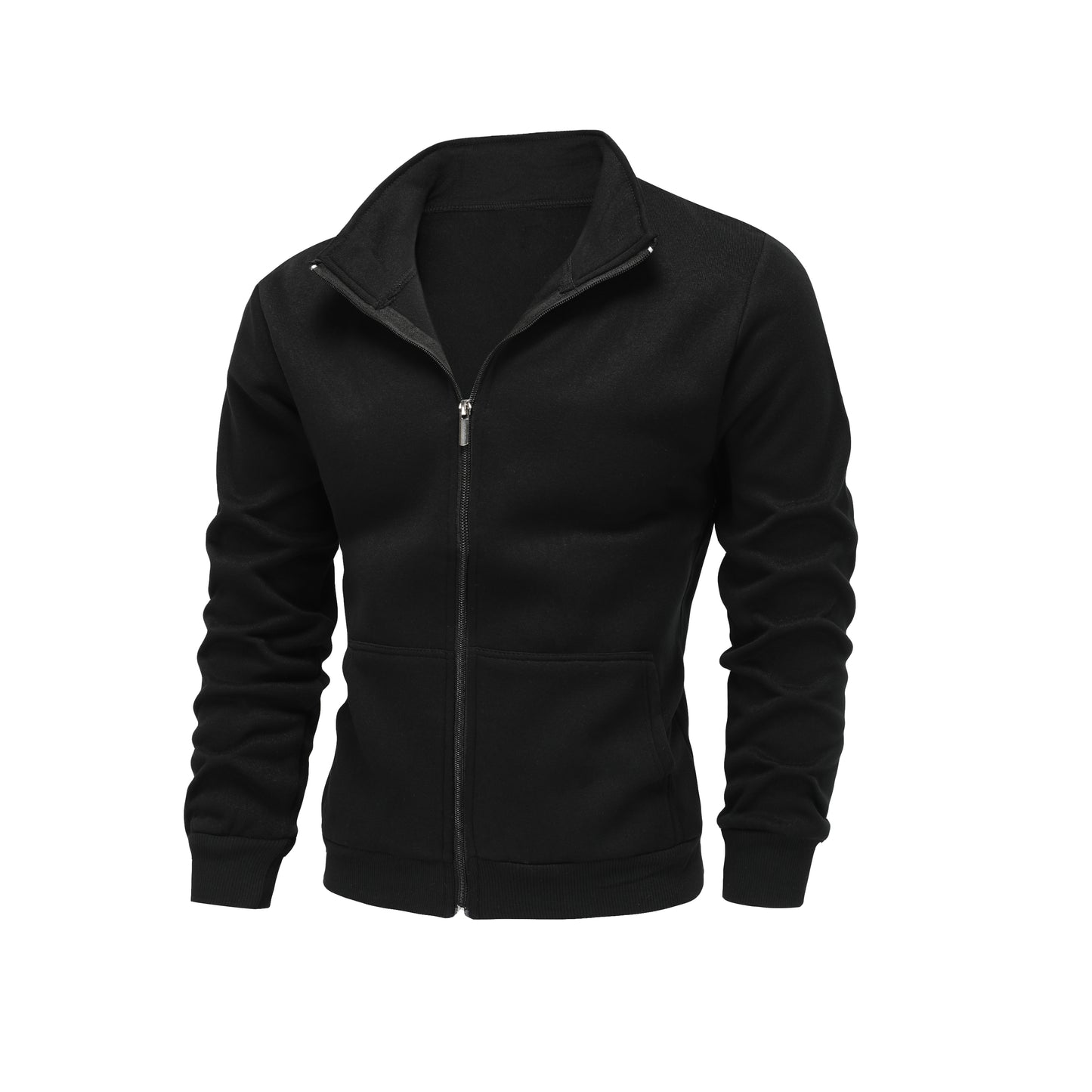 Men'S Red Fleece Zip-Up Hoodie - Cozy Fall & Winter Casual Jacket with Front Pockets, Long Sleeves, and Drawstring Hood, Hooded Sweatshirt, Autumn Outerwear, Durable Fabric