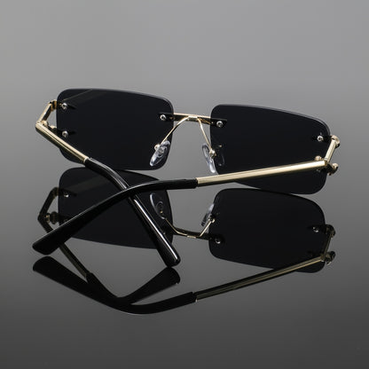 Men's Metal Square Rimless Glasses Vintage Zinc Alloy Frames