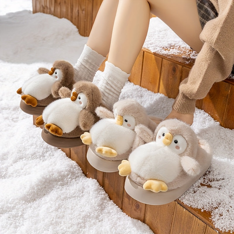 Women's Cute Penguin Plush Slippers - Winter Warm Slip-On Indoor House Shoes with Adorable Black & White Penguin & Beak Design, Soft Sole & Plush Lining, Pink Belly & Yellow Beak for -Like Comfort (Adults &), Slippers For Wom