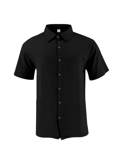 Men's Summer Linen Shirt and Long Pants Set Casual Loose Fit