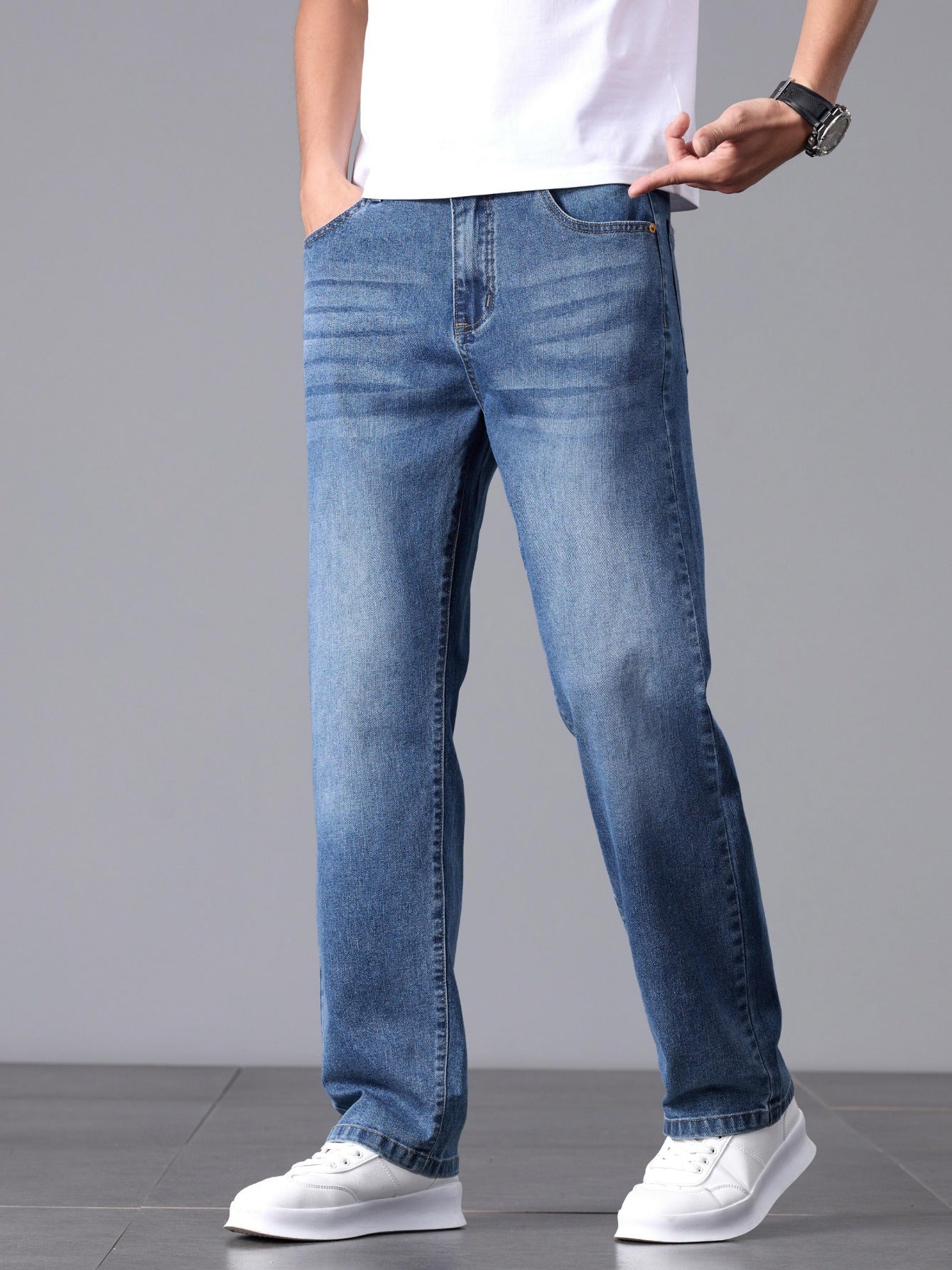 Men'S Stretchy Long Pants, Stylish And Versatile, Slim Fit, Breathable, Trendy Denim Trousers for Spring And Summer.