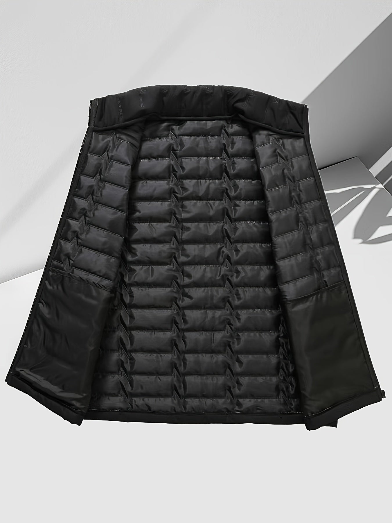 Men's Outdoor Sports Warm Vest Jacket, Stand Collar Multi-Pocket Practical Vest, Soundwave Technology Composite Print Windproof High Quality Sports Jacket - ayq