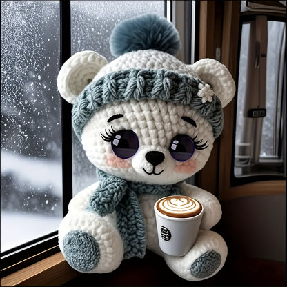 Vioiv 1pc Cute Bear Polar Bear Beginner Animal Doll Crochet Set, Adult Beginner Crochet Set, PDF File with Step by Step Text Tutorial, Dragon DIY Knitting Set, Cute and Humorous Home Decoration Decoration, Birthday and Valent