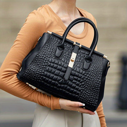 Women's Genuine Leather Crocodile-Pattern Crossbody Bag
