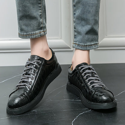 Men's Glossy Embossed PU Sneakers for Casual & Work