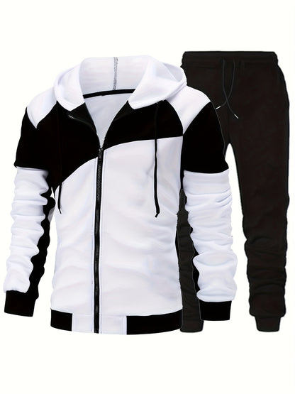 New Autumn and Winter Men's Zipper Design Hoodie Suit Fleece Hoodie Men's Casual Sports Suit
