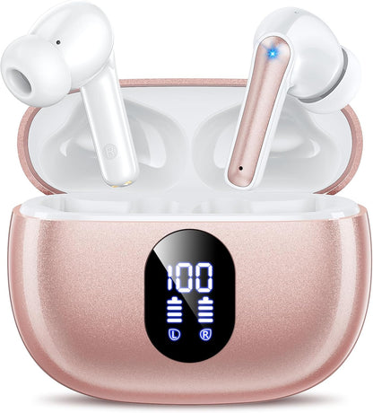 Wireless Earbuds, Bluetooth Ear Buds with Big Bass Stereo Sound, 48 Hours Playtime, Lightweight In-Ear Fit Earphones, IPX7, Hands-Free Calls with AI for Iphone, Android, Pad, Sports, Workout