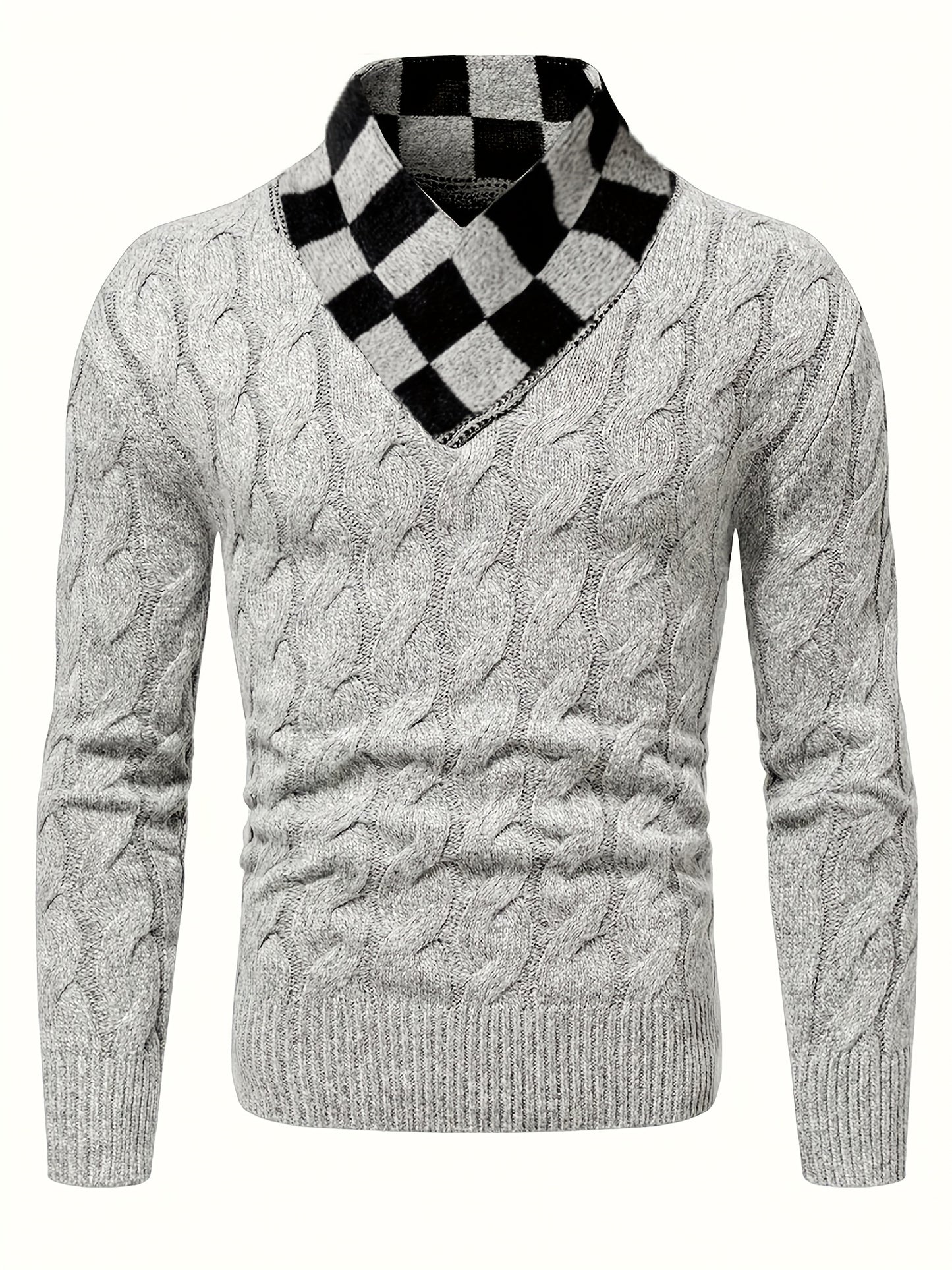 Maqiqiobm բարակ չափսի տղամարդու սվիտեր - 1 հատ աշուն/ձմեռ, հաստ, նոր ոճի, հարմարավետ, տաք, միագույն, պտտվող, տրիկոտաժե, երկար թևքերով, շախմատաձև օձիքի դիզայնով, գործնական, ամենօրյա, շերտավոր տրիկոտաժե վերնաշապիկ, հարմար է աշնանը։