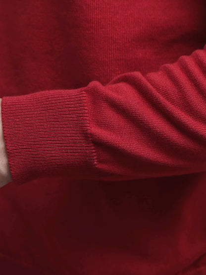 Men's Red/White/Navy Blue Christmas Sweater Sweater Vest-like Long Sleeve Pullover - Reindeer & Pine Tree Pattern, H-Fit Winter Party Outfit, Machine Washable Holiday Sweater for Xmas (No Belt/Tie)