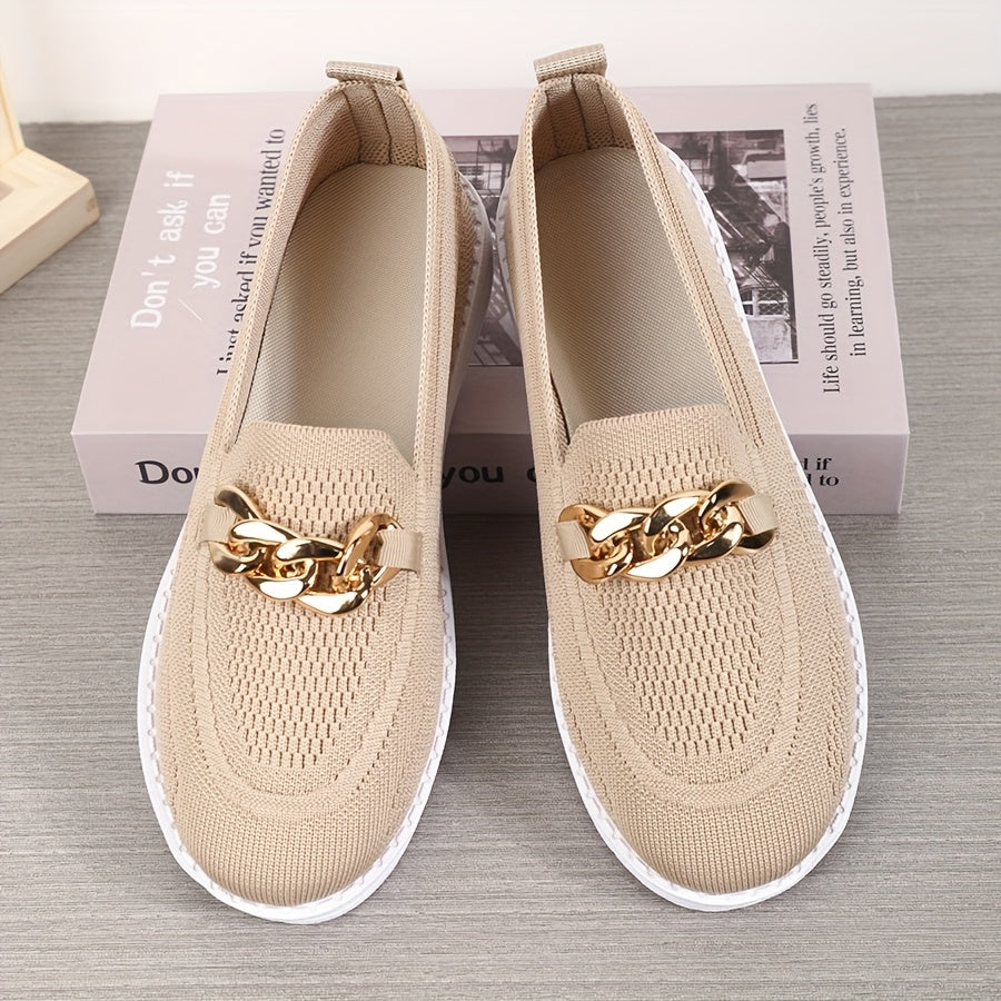 Women'S Knitted Flat Shoes, Lightweight Round-Toe Low-Top Shoes, Casual Sneakers.