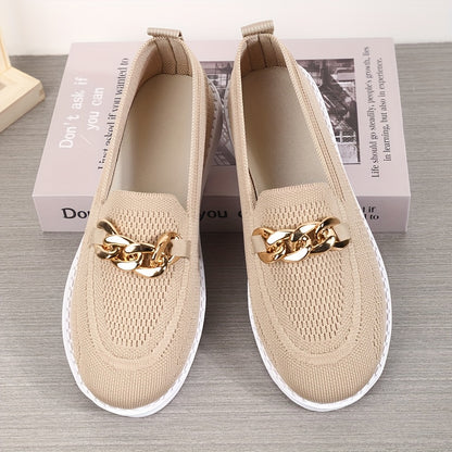 Women'S Knitted Flat Shoes, Lightweight Round-Toe Low-Top Shoes, Casual Sneakers.