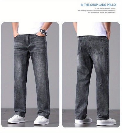 Men'S Stretchy Long Pants, Stylish And Versatile, Slim Fit, Breathable, Trendy Denim Trousers for Spring And Summer.