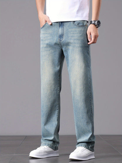 Men'S Stretchy Long Pants, Stylish And Versatile, Slim Fit, Breathable, Trendy Denim Trousers for Spring And Summer.