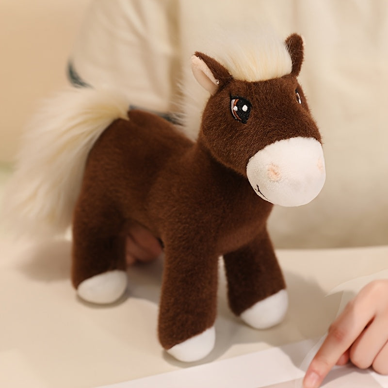 Simulation Horse Plush Toys 20cm/7.87" Soft Stuffed Plush Animal Toy Education Prop Toys for Students Home Room Sofa Decorations