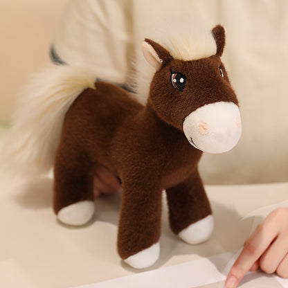 Simulation Horse Plush Toys 20cm/7.87" Soft Stuffed Plush Animal Toy Education Prop Toys for Students Home Room Sofa Decorations