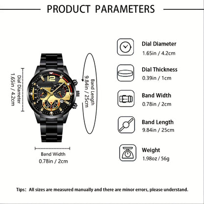 5pcs Men's Business Bundle: Quartz Watch with Belt, Wallet, Glasses & Keychain - Complete Suit for Professional, Ideal Gift for Christmas/Graduation - Matching Outfit for Work & Formal Events (-)