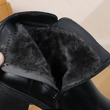 Կանացի ասպետական ձմեռային արտաքին կոշիկ, Սուրբ Ծննդյան նվեր, հաստացված, բրդյա երեսպատմամբ, հարմարավետ, ցրտից պաշտպանող, չսահող, դիմացկուն, կարճաճիթ կոշիկ