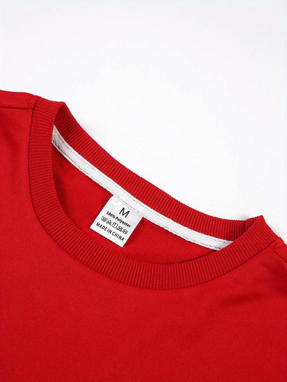 Men's Happy New Year 2026 Print Round Neck Sweater - Casual Long Sleeve Pullover with Chinese/English Lettering, Machine Washable Winter Sweaters for Parties, Daily Wear & New Year Gifts (Happy 2026 Design)