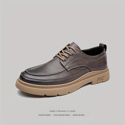 Men'S Solid Color Low-Top Elegant Boots, Comfortable Non-Slip Wear-Resistant Rubber Sole Men'S Outdoor Activity Shoes with Laces