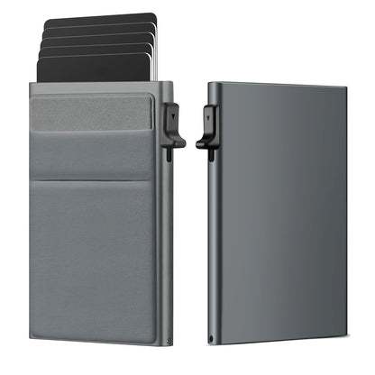 Simple RFID Blocking Aluminum Alloy Credit Card Holder with Money Bag for Men