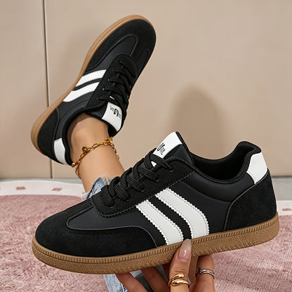 Women's Retro Low-Top Lace-Up Sneakers with TPR Sole