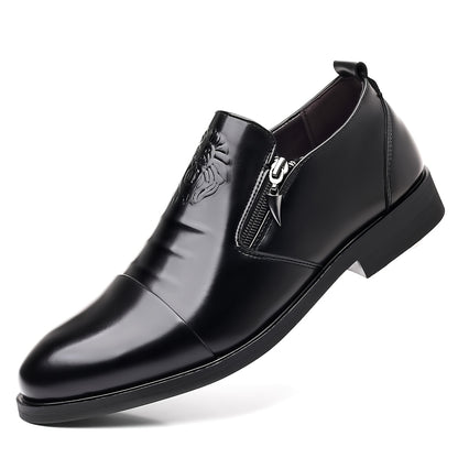 Men's Pointed Toe Business Loafers with Zipper Closure