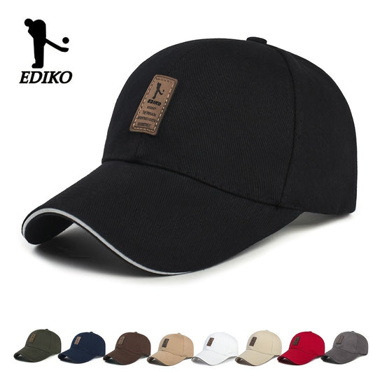 EDIKO Unisex Baseball Cap, 100%, Breathable Sun Protection Hat for Men & Women, Casual Outdoor Golf Cap, Woven, Hand Washable - Black
