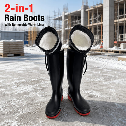 All-Season Tall Waterproof Rain Boots with Fleece Lining