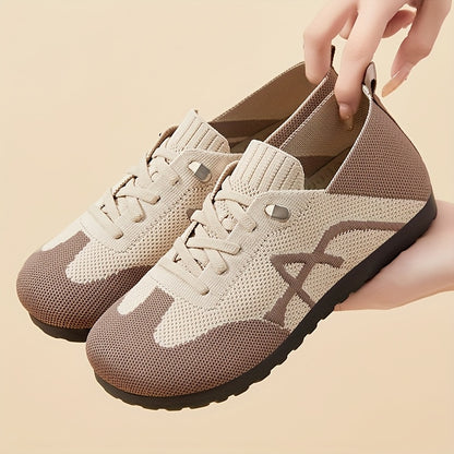 Women's Lightweight Breathable Slip-On Sneakers - Casual Low-Top Shoes with Knit Fabric Upper  Durable PVC Sole, Comfortable for Indoor Outdoor Spring Wear, Brown  Black, Ladies Sneakers