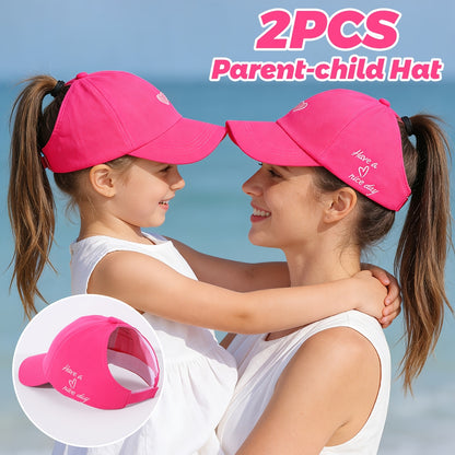 Matching Summer Baseball Caps for Kids, Ponytail Friendly, 2-Pack