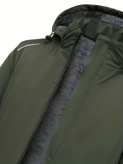 Men'S Fleece Jacket - Full-Zip Hooded Coat with Zippered Pockets, All-Season Lightweight Outerwear for Gym, Hiking, Everyday - - Easy-Care Polyester Jacket for Teens & Adults, Gym Apparel, Sporty Design, Durable Fabric, Activ