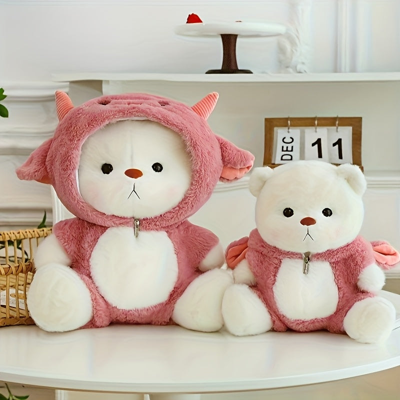 Սիրուն մուլտֆիլմային արջուկ-փափուկ խաղալիք՝ փոխարինելի հանդերձանքներով - փափուկ կապույտ և սպիտակ փափուկ խաղալիք, կատարյալ ծննդյան կամ տոնական նվեր տղաների և աղջիկների համար, խելոք փափուկ խաղալիք, խաղային դիզայն, դիմացկուն փափուկ խաղալիք, արջուկ բանալիով