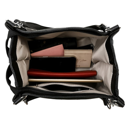 Women's Fashion Shoulder Bag with Patchwork Pattern and Chain Tote Handbag for Travel and Shopping