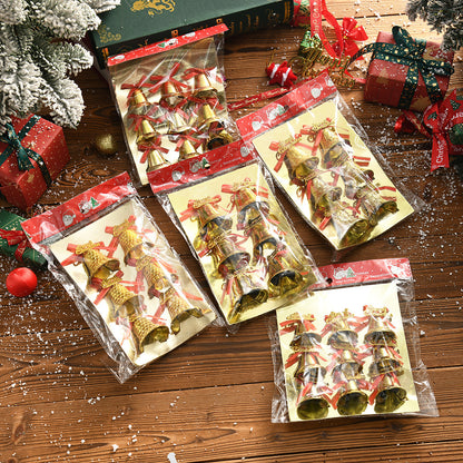 6pcs/9pcs Golden Yellow Small Bells Christmas Ornaments - Classic Golden Bell Decorations with Red Ribbon-like Hangers, Plastic Non- Tree & Wreath Bells for Xmas, New Year, Wedding, Party - & Pets (Bulk Pack), Christmas Decor
