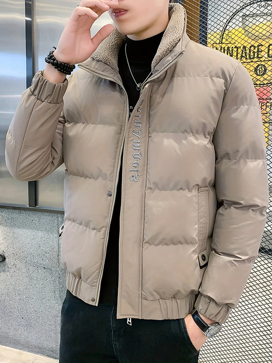 Տղամարդու ձմեռային բաճկոն - հաստ, տաք և նորաձև՝ կայծակաճարմանդով և գրպաններով, սև, ազատ չափսի՝ ցուրտ եղանակի համար, ձմեռային հագուստ