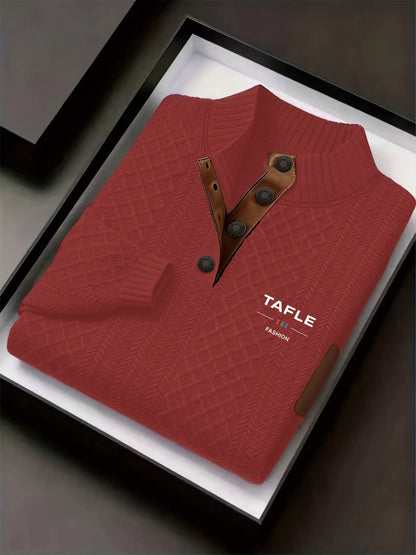 Milan High-Quality New Luxury Men'S Stand-Up Collar Jacquard Knitted Sweater, Casual Long-Sleeve Jacquard Golf Shirt