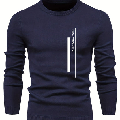 2023 New Cross-border Autumn and Winter Men's Round Neck Random Print Round Neck Knitted Sweater