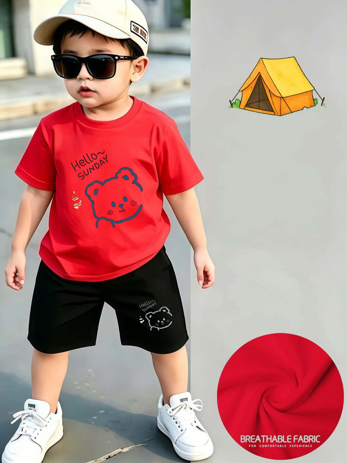 Casual Quick-Dry Two-Piece Bear Outfit for Baby Boys - ayq